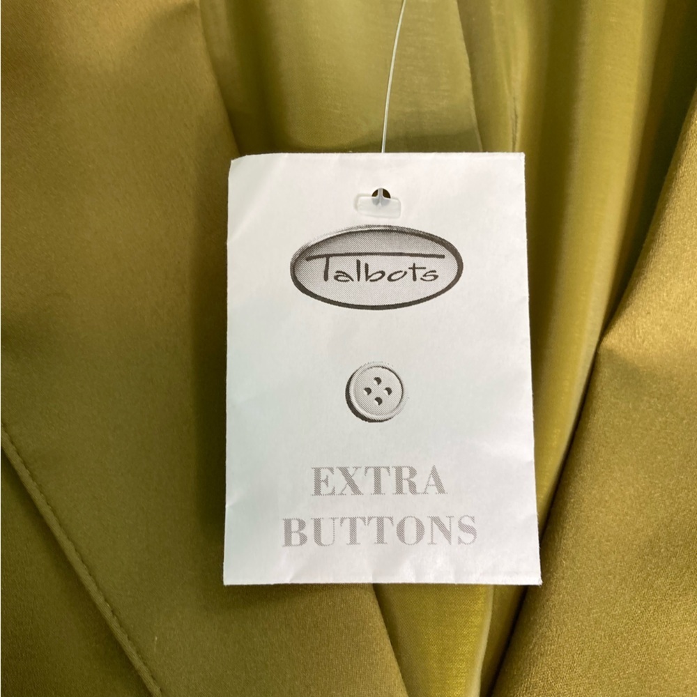 Talbots Three Button Cotton Blend Green Blazer (Plus Size 16W Petite) - Picture 9 of 13